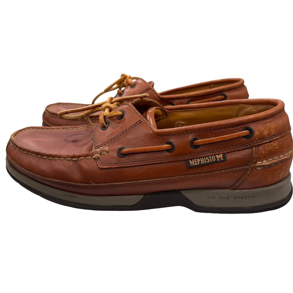 Mephisto Hurrikan Spinnaker Lined Boat Shoes Men 10 Brown Leather Air Bag System